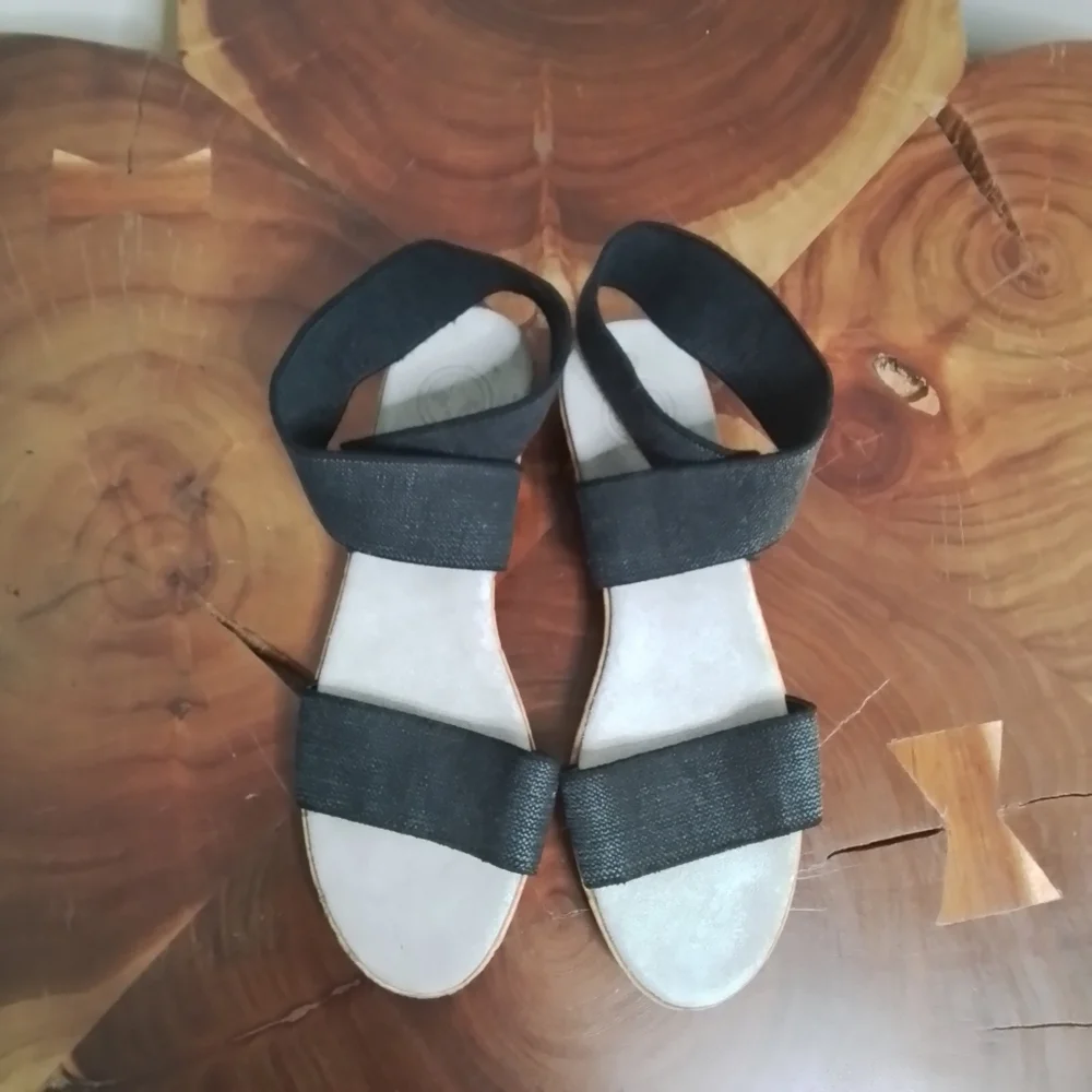 Charleston Shoe Co. Benjamin Espadrille Wedge Sandals Black - 9 - Picture 4 of 13